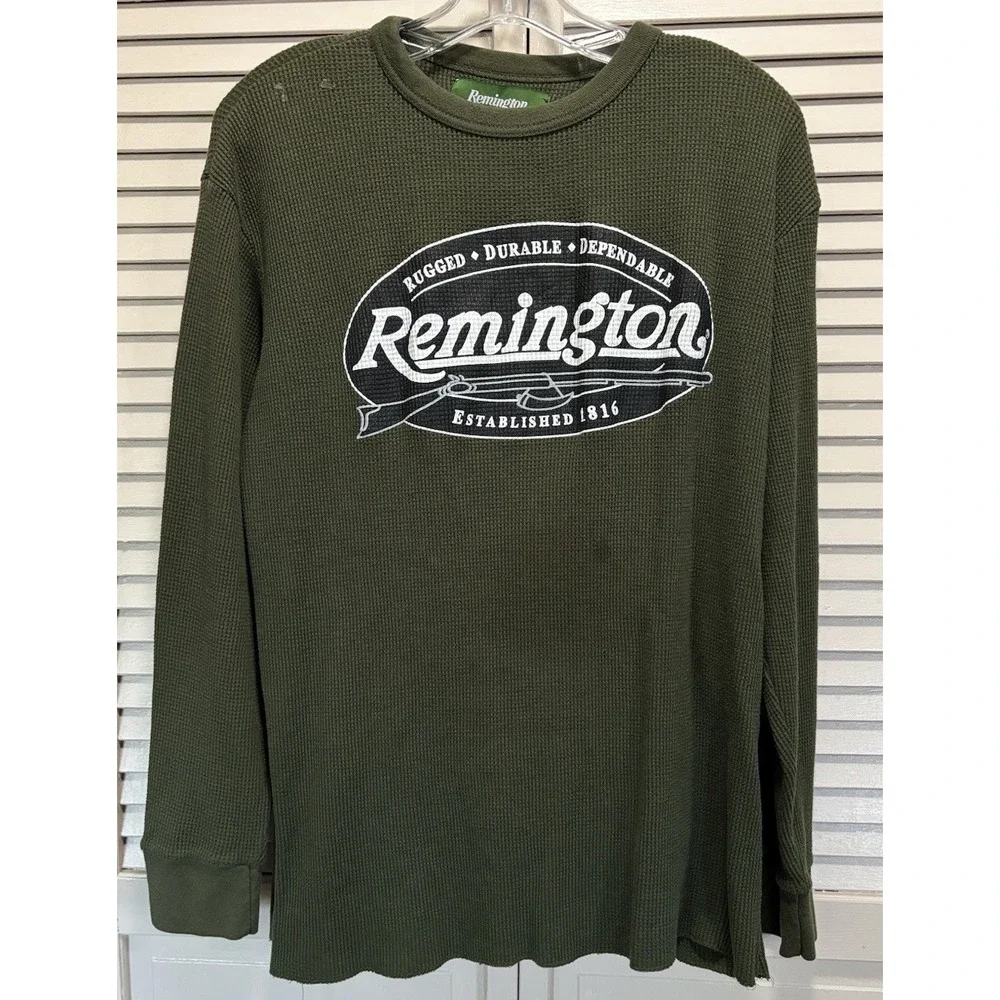 Vintage Remington Shirt Mens Size M‎ Green Lounge Pullover Long Sleeve Thermal